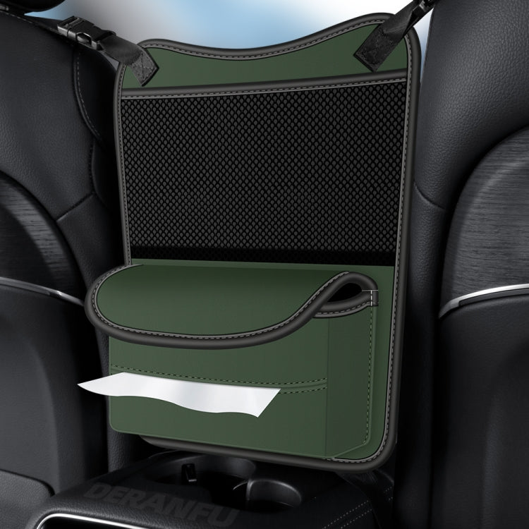 Nappa-Texture Center Console Storage Bag — Olive Green — detail view 2