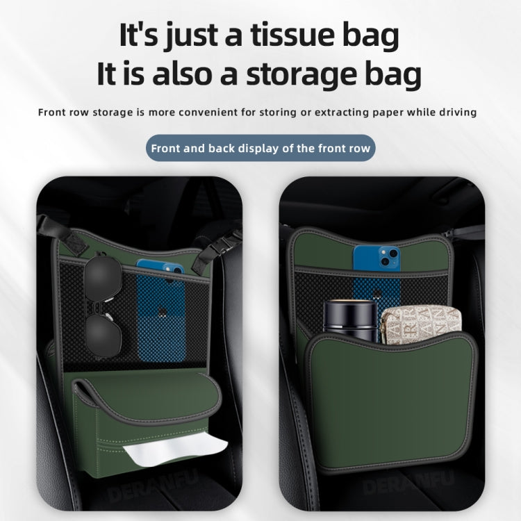 Nappa-Texture Center Console Storage Bag — Olive Green — detail view 5