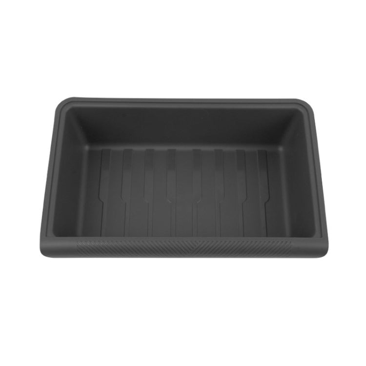 Tesla Model Y Under-Seat TPE Organizer — Open, Black (2021–2023)