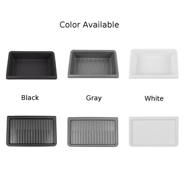 Tesla Model Y Under-Seat TPE Organizer — Open, Black (2021–2023)