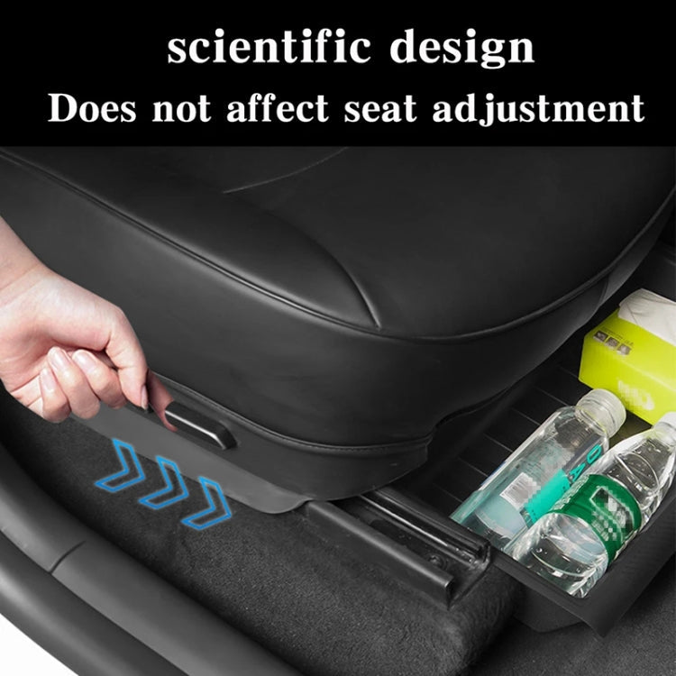 Tesla Model Y Under-Seat TPE Organizer — Open, Black (2021–2023)