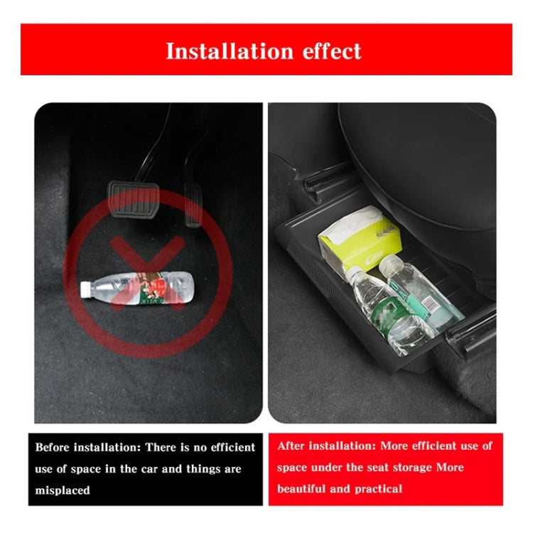 Tesla Model Y Under-Seat TPE Organizer — Open, Black (2021–2023)
