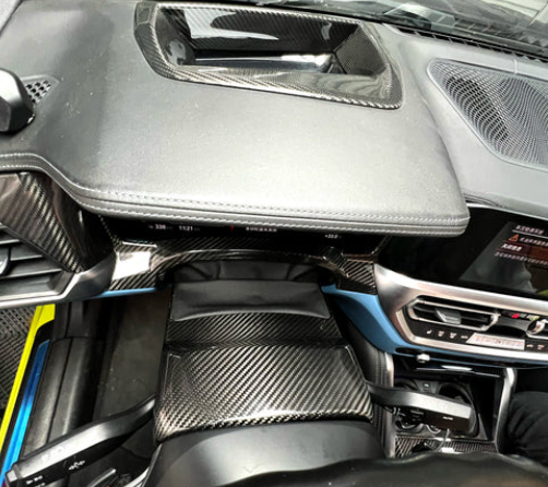 BMW M3/M4 G80/G81/G82/G83 Prepreg Carbon Steering Column Cover — detail view 4
